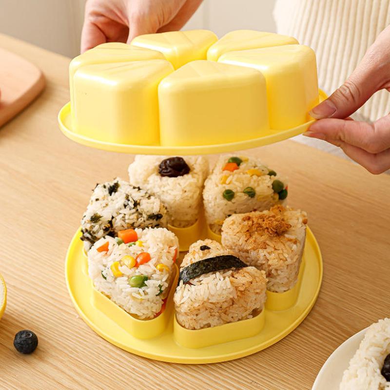 6-in-1 Cavity Triangle Sushi Mold Rice Ball Press Maker Non-stick Sushi Maker Kitchen Tools Bento Box Meal Supplies For Seaweed