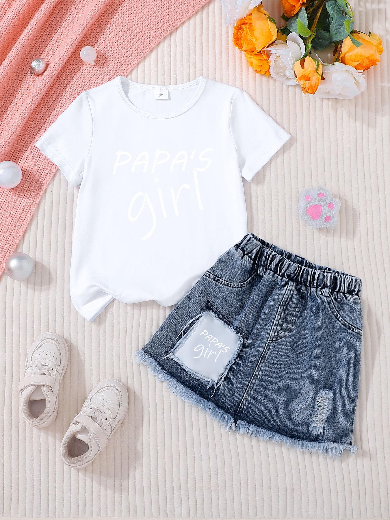 Girls  Casual Fashion Denim Skirt Sets 5 years