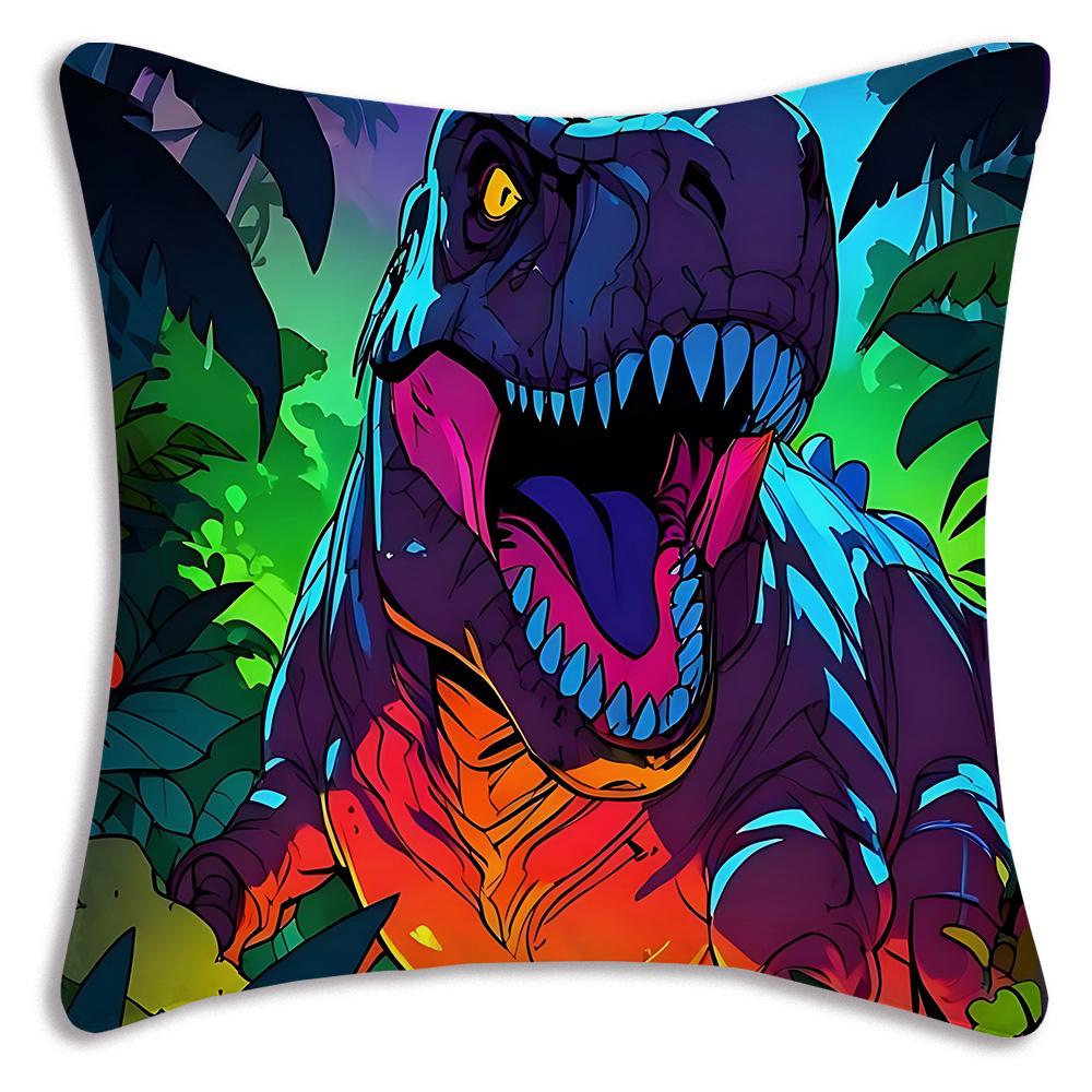 Cute Dinosaur Jurassic P-Park Pillow Covers Cartoon Sofa Decorative Home Double-sided Printing Short Plush Cute Cushion Cover