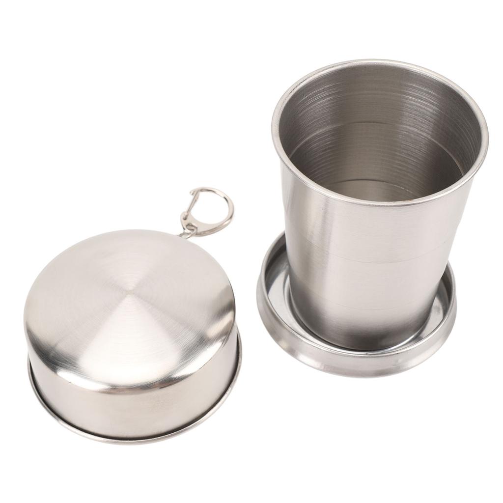 Stainless Steel Collapsible Cup Outdoor Travel Camping Portable Folding Cup with Keychain for