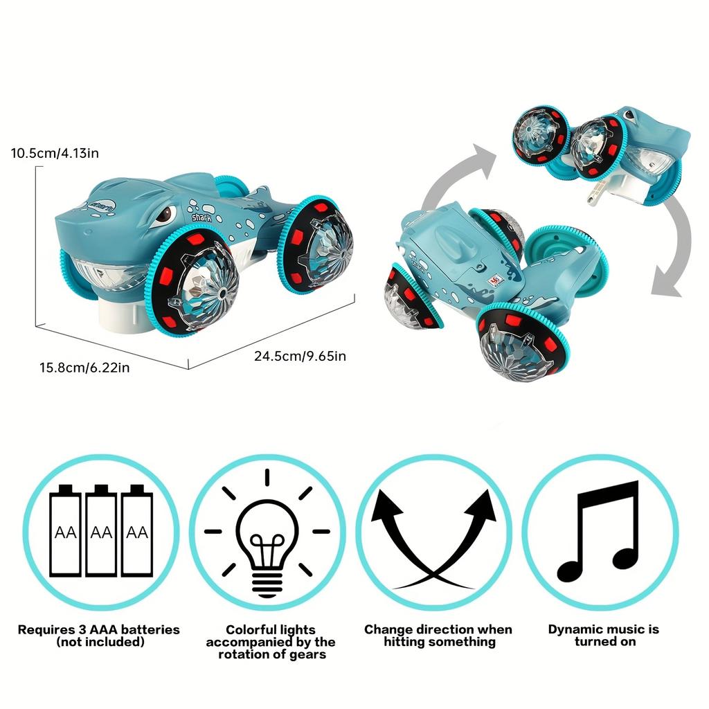 Shark Robot Toy with Auto Obstacle Avoidance, 360° Spinning, Safe ABS Construction Interactive Movement,No Batteries Included,Birthday/Christmas Gift