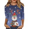 3/4-Ärmel-Shirts für Damen Druck Weihnachts-T-Shirts Blusen Lässig Übergröße Basic-Oberteile Pullover