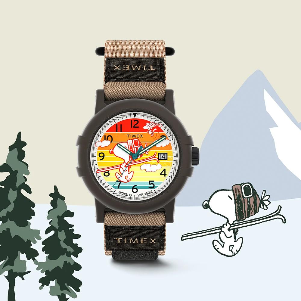 [Timex] Peanuts Camper Snoopy Лыжный Светящийся Часы Indiglo 38мм TW4B34900