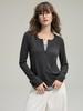 Women's Half-Zip Two-Piece Design Long-Sleeve T-Shirt – Autumn 2025 Collection, Soft & Slim Fit
