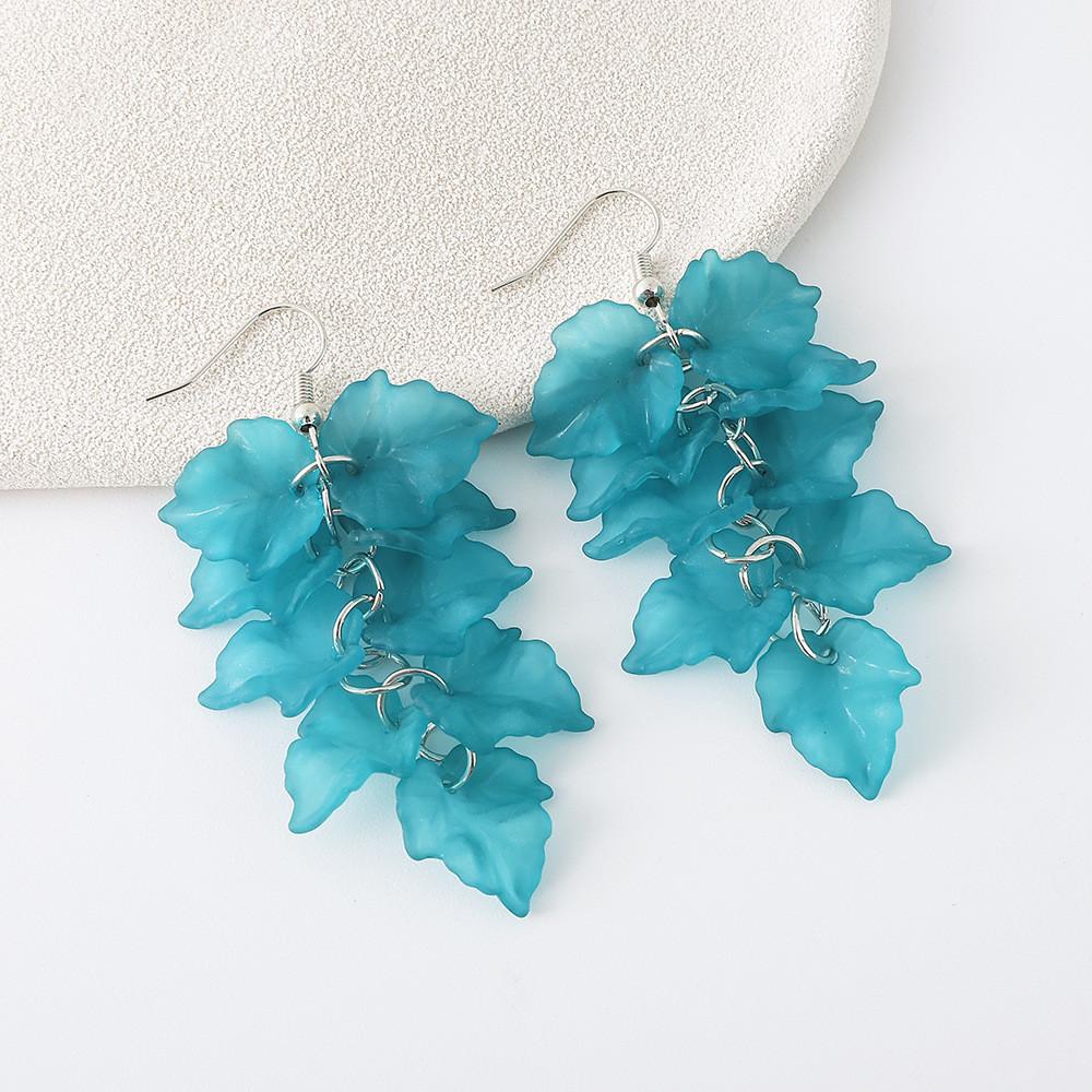 

Pinkdudu Модные серьги-капли с лепестками роз, акриловые длинные серьги с цветами, женские украшения PD2381 синий