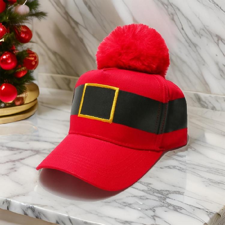 Christmas Baseball Hat Unisex Cosplay Costume Lovely Bobbles Santa Hat Stage Props Hat Festival Headwear for Adult Teens