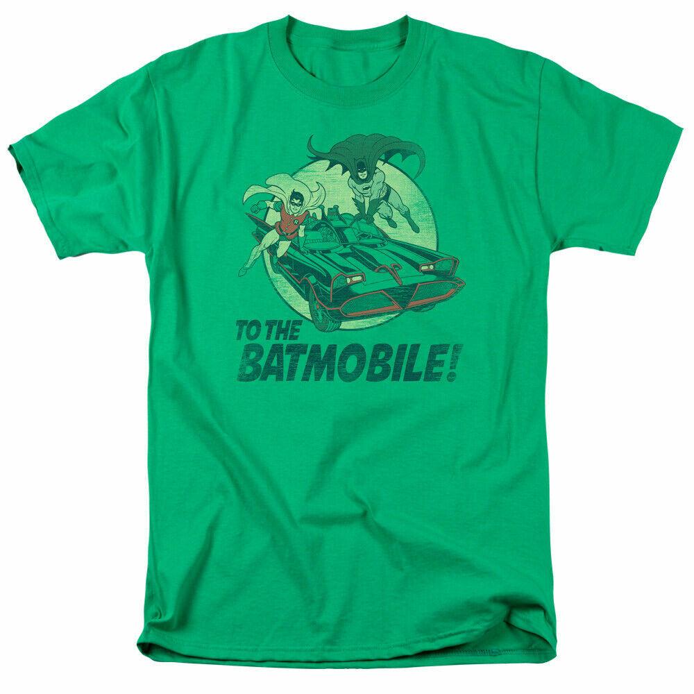 Classic Batman To The Batmobile T-shirt Mens Licensed Classic TV Merch Green XXL