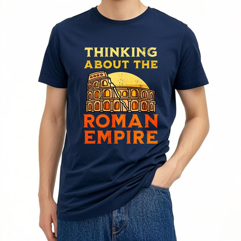 

Men tshirt Fashion Tshirt Plus Size Summer Men T Shirt Thinking About The Roman Empire Short Sleeve Printed Round Neck Top Tees as the picture12620 темно-синього кольору
