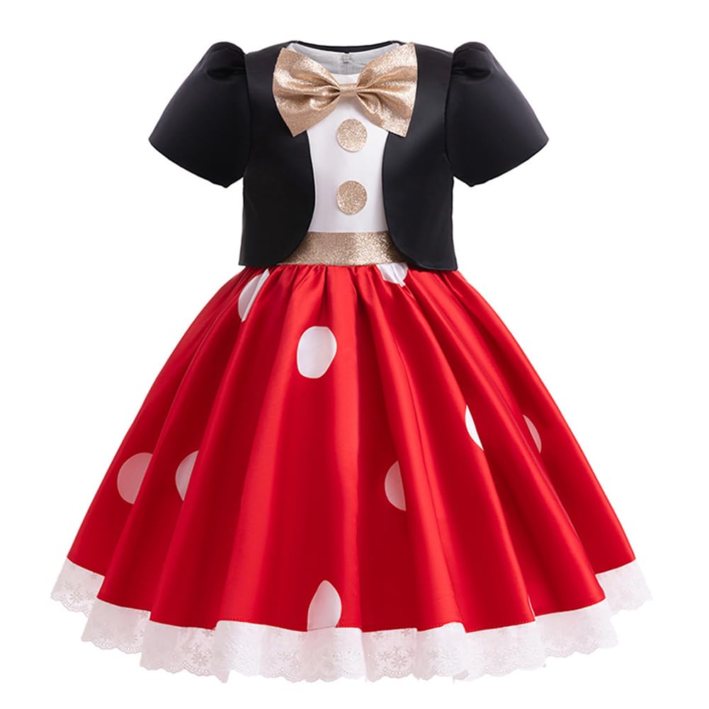 XIUXIUAI Disney Mickey and Minnie Mouse Costumes for Kids, Perfect for Halloween and Christmas, with a Cute Polka Dot Skirt, Perfect for Boys and
