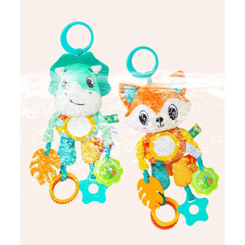 Baby Car Seat Toys Baby Hanging Toys Stroller Crib Gym or CarSeat with Teether Rattle & Tummy Time Mirror Sensory Toys Gifts