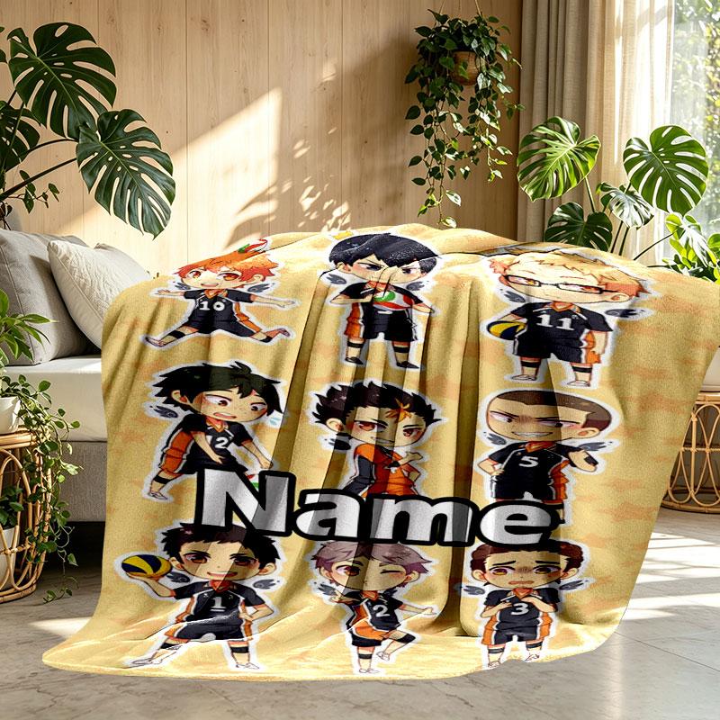 Individuelle Namenspersonalisierte Haikyu Druckdecke, Heimdekoration, Schlafzimmer, Sofa, Camping, Couch, Geschenke für Geburtstag Weihnachten