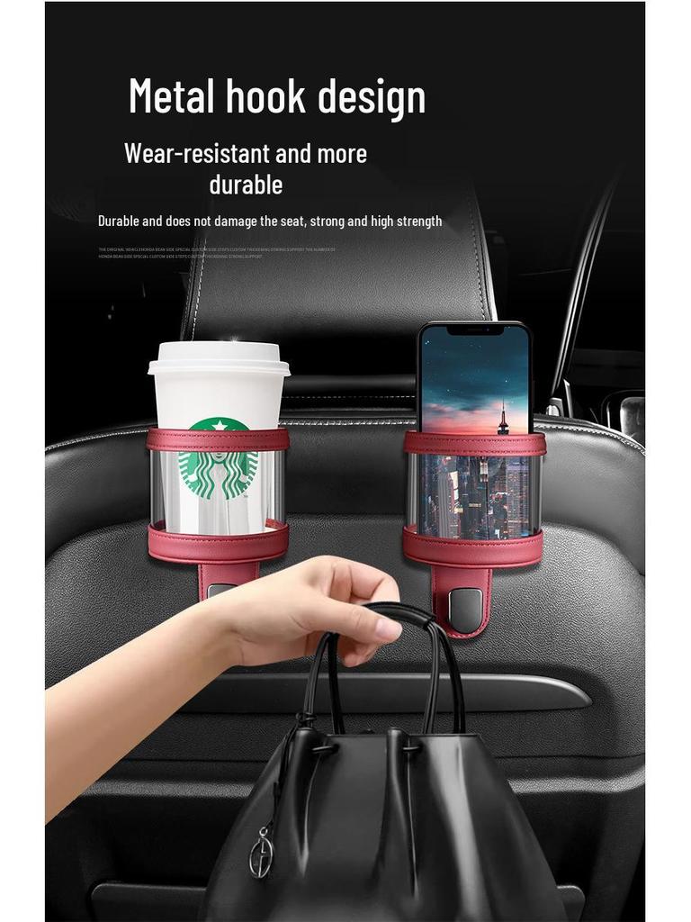 Multifunctional Car Seat Back Hook & Cup Holder for Rear Storage