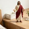 5palcová figurka Ježíše s otevřenými pažemi Ručně malovaná náboženská socha Ježíše Pryskyřičná křesťanská socha pro duchovní sbírku Domácí dekorace