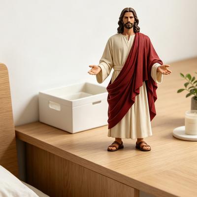 5 Inch Jesus Figurine with Open Arm Hand Painted Religious Jesus Statue Resin Christian Sculpture for Spiritual Collection Home Decor