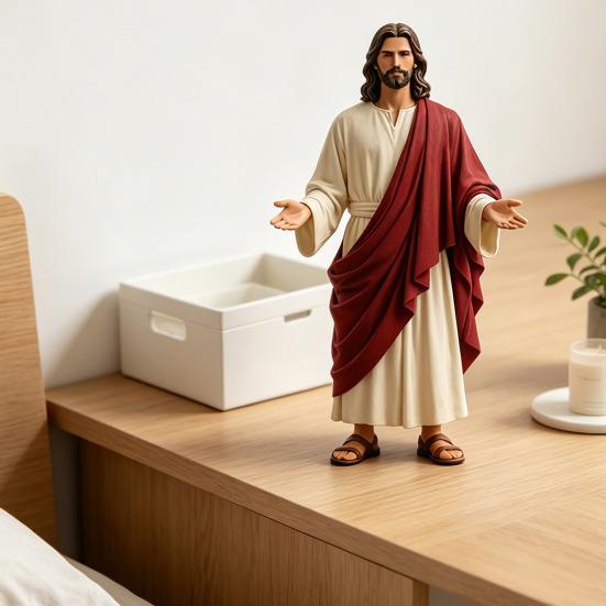 5 Inch Jesus Figurine with Open Arm Hand Painted Religious Jesus Statue Resin Christian Sculpture for Spiritual Collection Home Decor