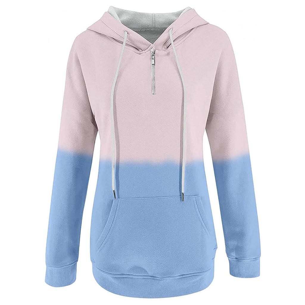 Ladies Hoodie Casual Zipper Hooded Sweatshirt Loose Long Sleeve  Top