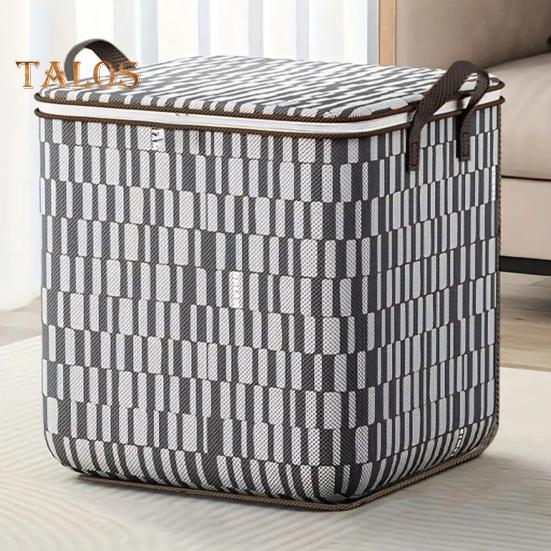 2Pcs Heavy Duty Clothing Storage Bags with Reinforced Handles Large Capacity Double Zipper Quilts Toys Organizer Laundry Baskets