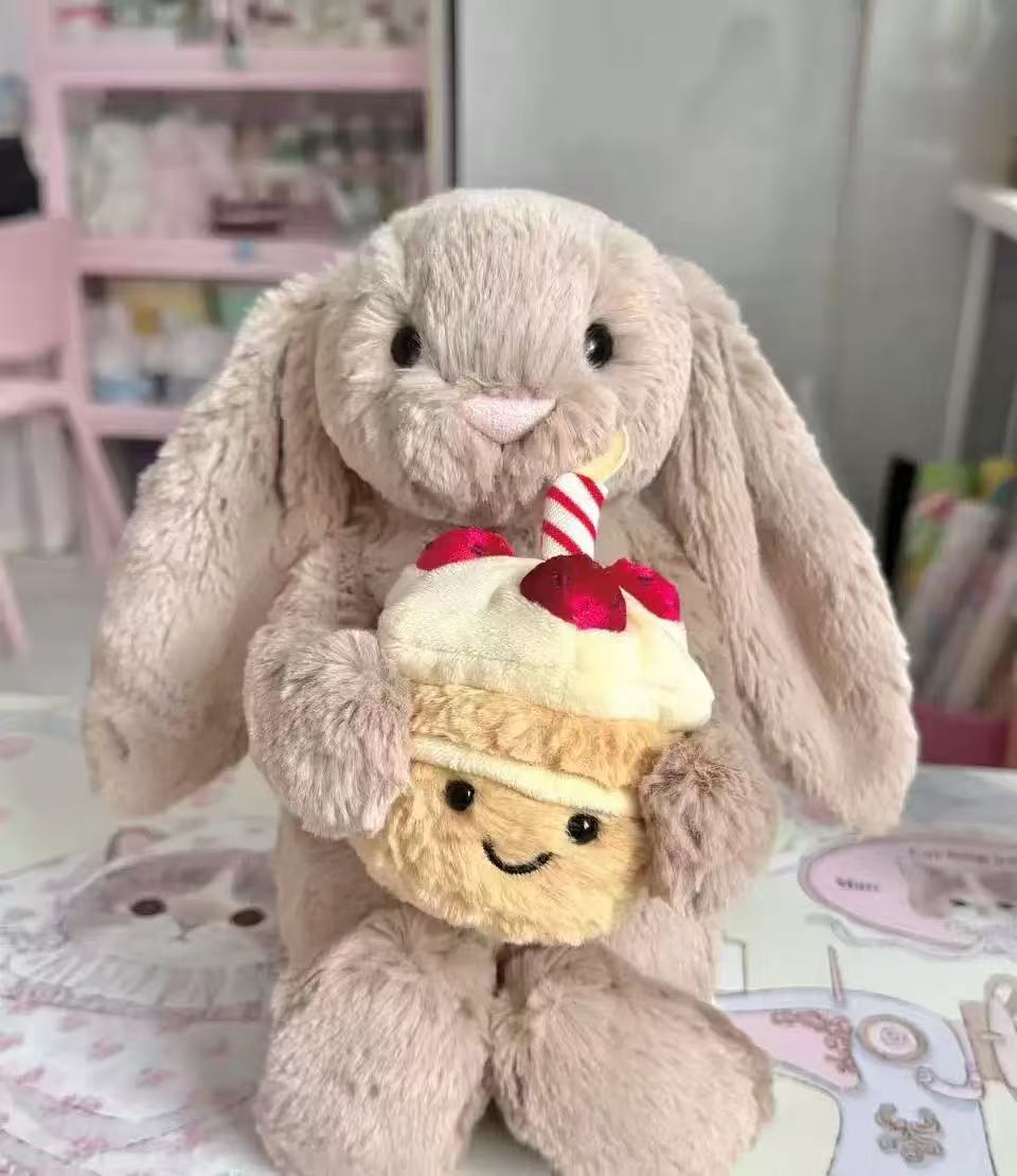 JC Bonnie Konijn Knuffel met Bloemenoren Kawaii Knuffelpop Zacht Bankkussen Kinderverjaardagscadeau Kamerdecoratie