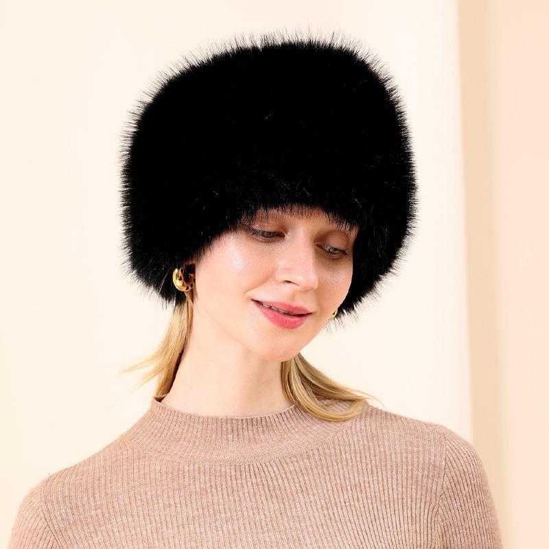 Mao Hat, Winter, Warm, Thick, Plush, Empty Top Hat, Solid Color Headband
