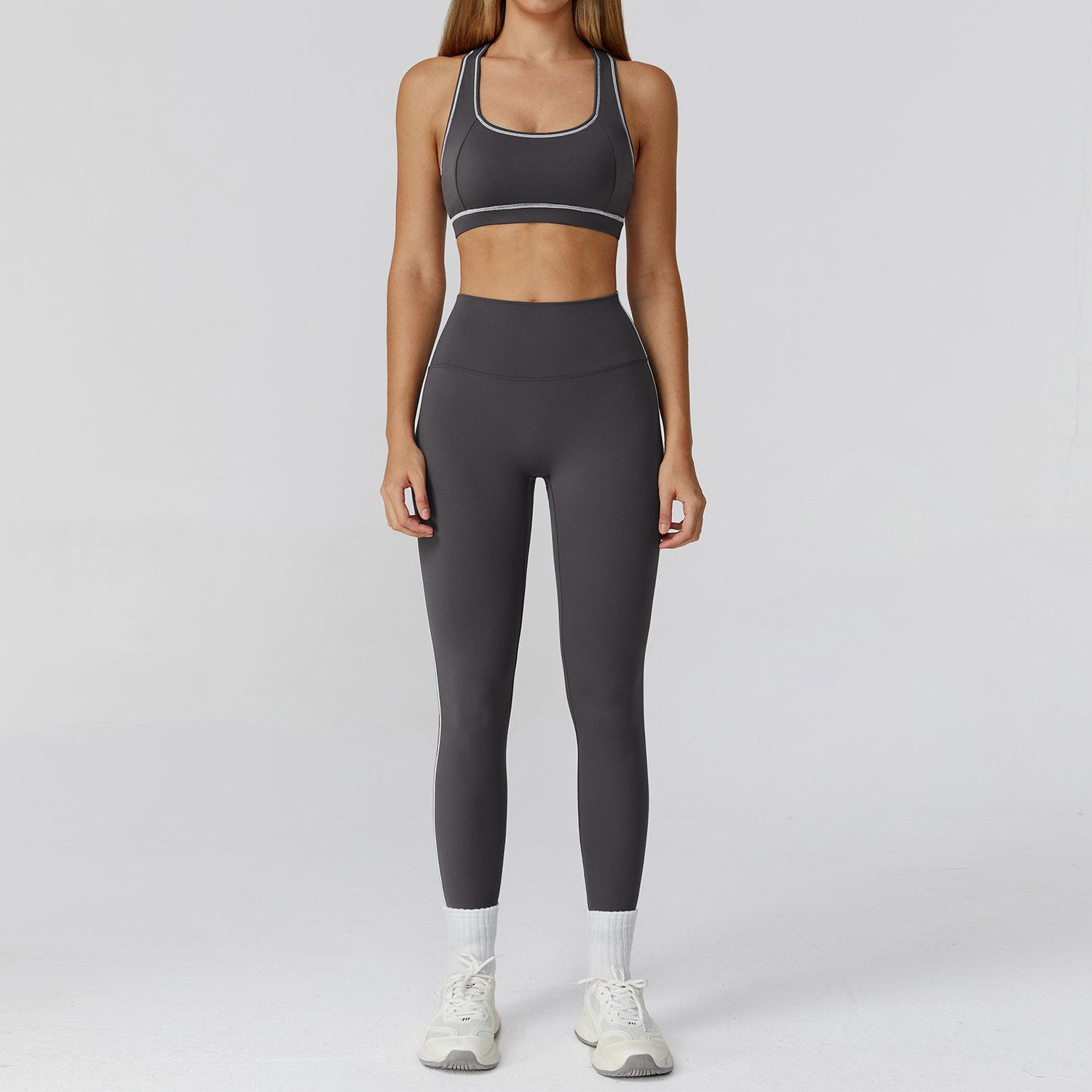 JYL Brushed Contrast Yoga Set Zip Slim Casual Outfit S темно зеленый пастельные