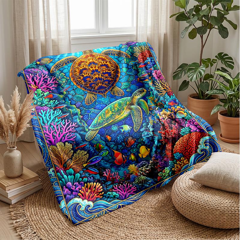 Underwater Sea Adventure Theme blanket Lightweight Warm Flannel Blanket Decorative Throw Blanket for Home Decoration