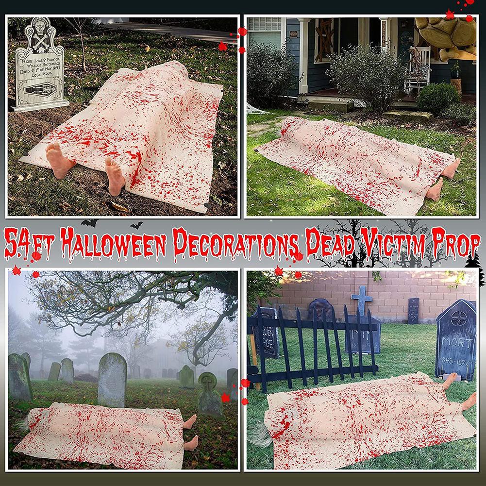 Halloween Dead Victim Props Thick Cloth With Blood Prints Fake Corpse Crime Scene Decoration 59 In Fake Corpse For Haunted House