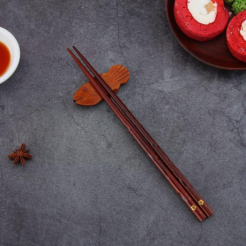 Non-Slip Japanese Rustic Elegant Wooden Reusable Kitchen Utensils Flatware Chopsticks Tableware