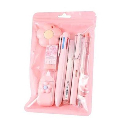 ADOFUN Stationery Set 7-piece Learning Mechanical Pencil Ballpoint Pen Gel Highlighter Eraser Correction Tape Mini Knife School Supplies Entrance Gift