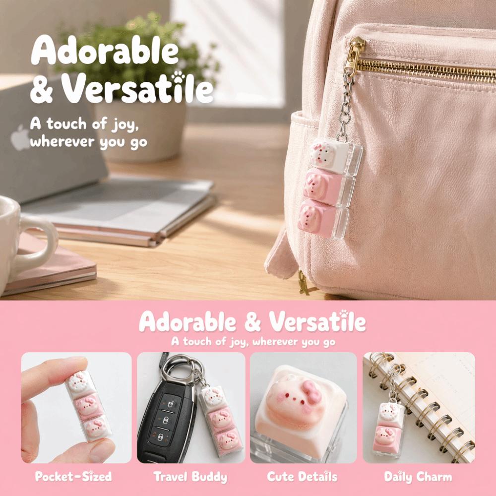 Mini Size Mechanical Keycap Fidget Toy Kawaii Cat Shape Fidget Button Toy Bag Charm