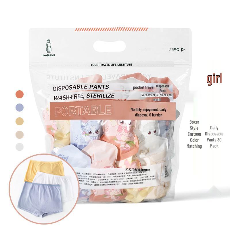Kids' Disposable Cotton Underwear - Portable Travel Boxer Shorts