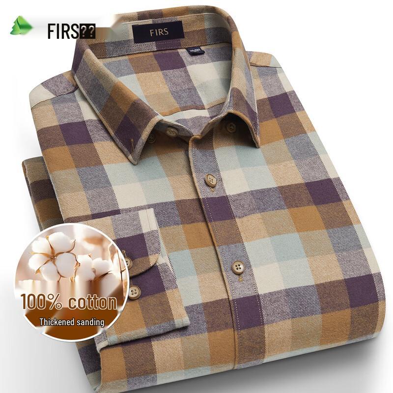 FIRS Men s 100% Cotton British Plaid Flannel Shirt 42