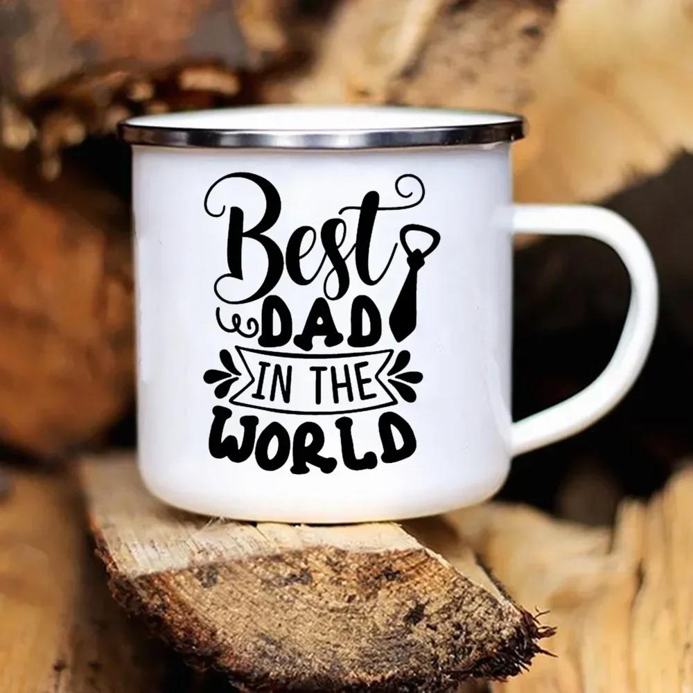 Coffee Tea Enamel Mug Father's Day Enamel Mug White Handled Cup Drink Water The Best Original and Fun Father's Day Gift