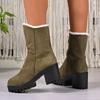 European and American winter new thick heel velvet thickened snow boots large size warm towel short boots cotton shoes