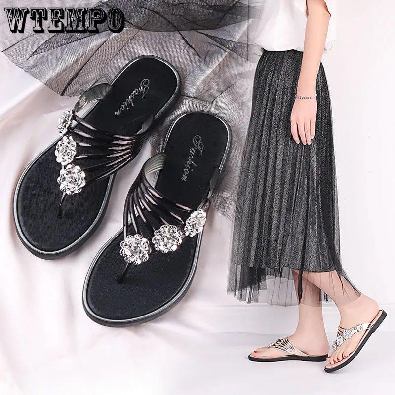 Sandalias Peep Toe para Mujer Zapatillas de Alta Calidad Antideslizantes Chanclas Cristal Femenino Verano Talla Grande Calzado Casual de Playa