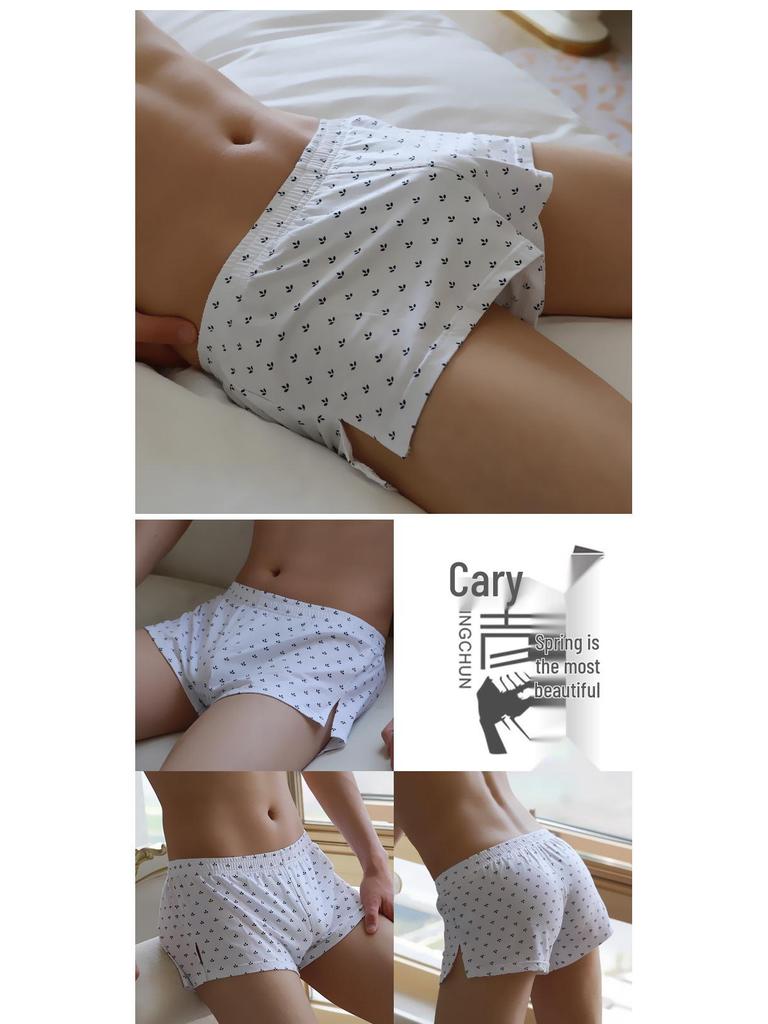 Men's Trendy Cotton Boxer Briefs - Fashion Print, Breathable, Loose-Fit, Flat Leg Design