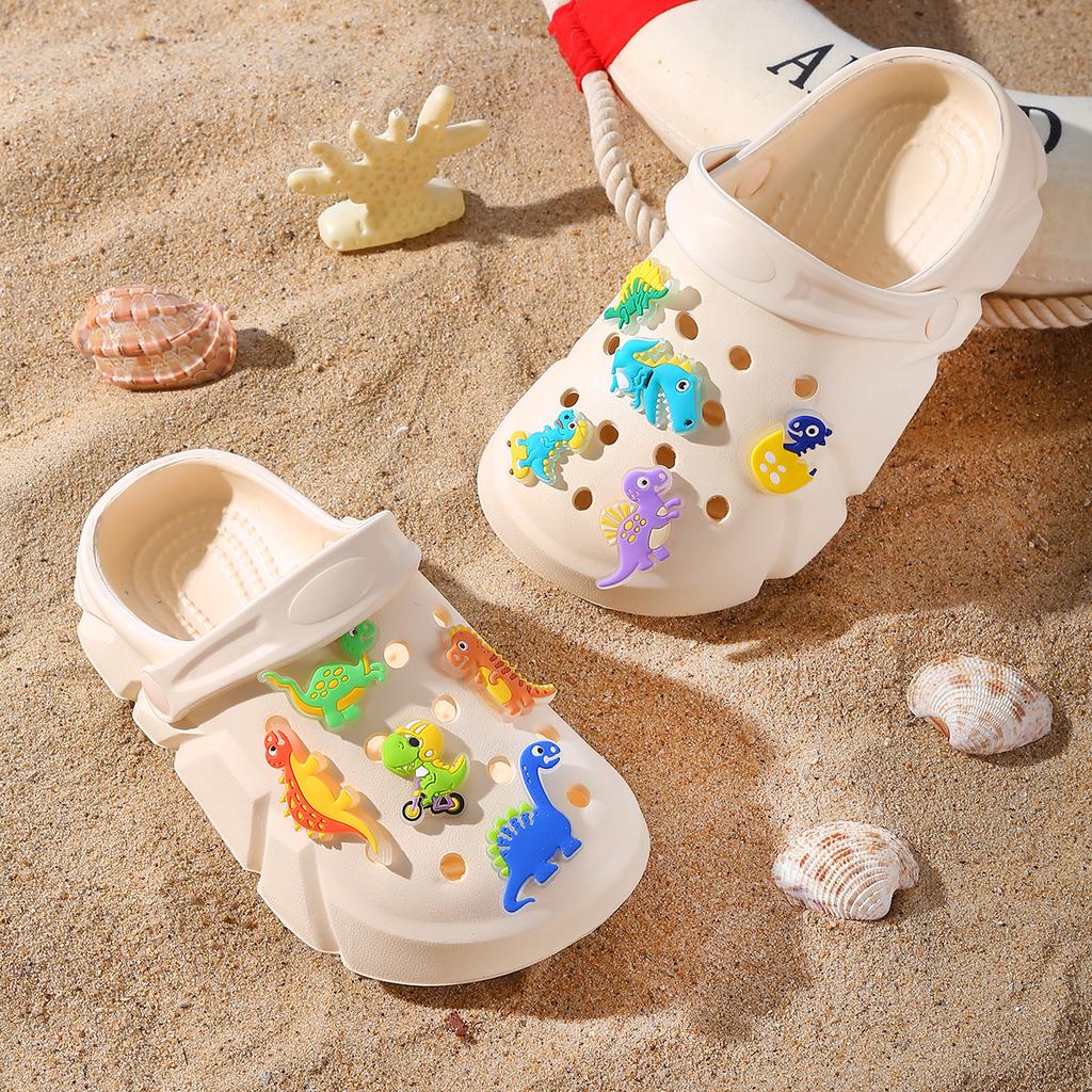 Boys' Casual Breathable Clogs with Luminous Cartoon Dinosaur Decoration, Lightweight Clogs for Shower, Beach and Pool 3057