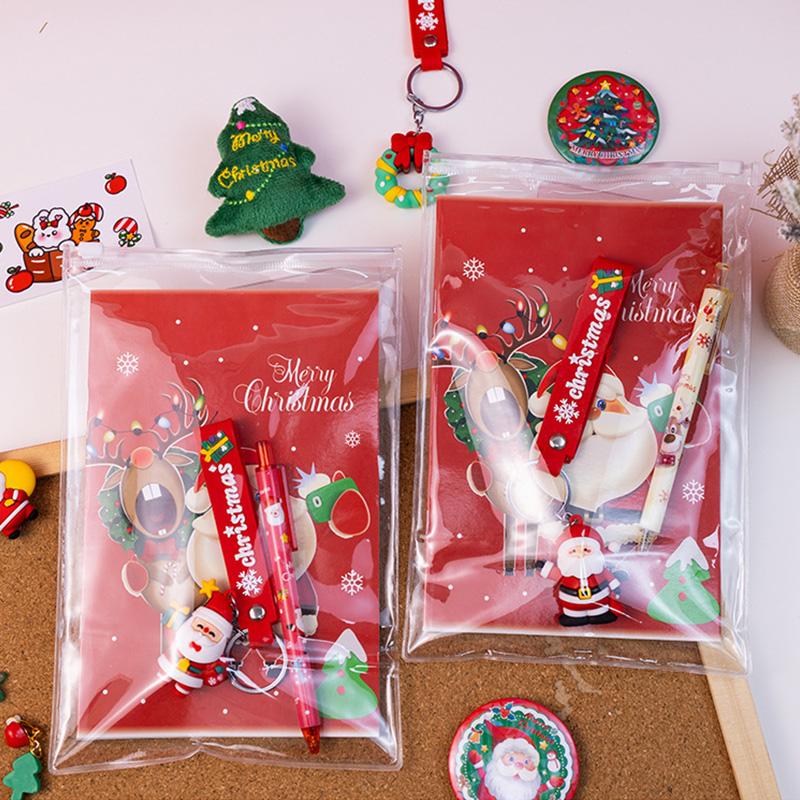 Children's Christmas Gift Prizes Christmas Stationery Set Party Favors Santa Deer Snowman Notebook Pencil Keychain Gift Pack