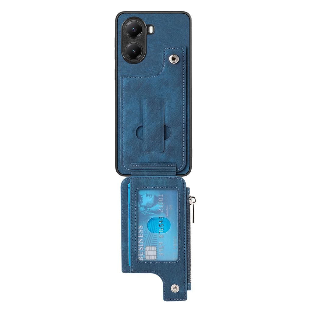 Xiaomi Poco X7 Pro 5G/Xiaomi Redmi Turbo 4 5G Kılıfı Fermuarlı Kartlık Standlı Deri + PC + TPU Telefon Kılıfı