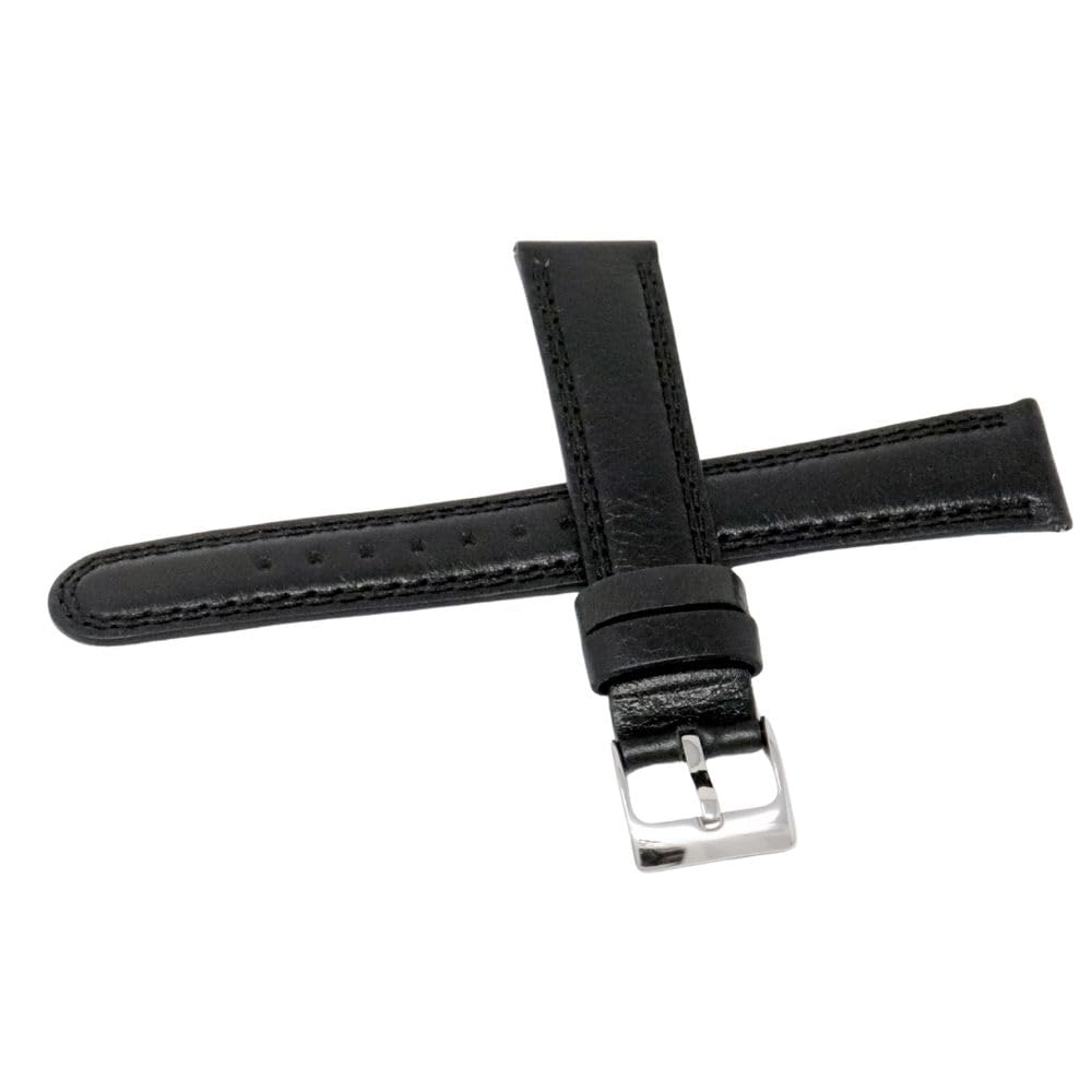 Watch Genuine Leather with Care Instructions [Seiko] Band, 20mm, Strap, Men s, (Black) чёрный