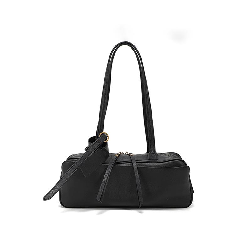 B-Bowling Genuine Leather New Rodeo Boston Bag Large Capacity Commuter Shoulder Crossbody Pillow Bag for Women