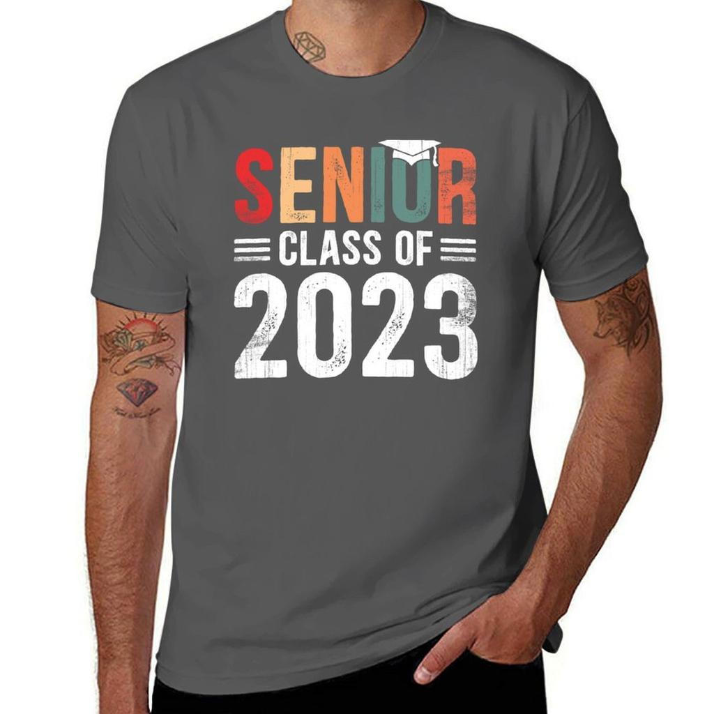 Senior Class of 2023 Graduation Vintage Retro TShirt Classic Print Short Sleeve Shirt