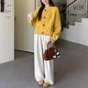 Women's Fluffy Knit French Cardigan: Short Round Neck, Loose Fit, New for Autumn/Winter 2026