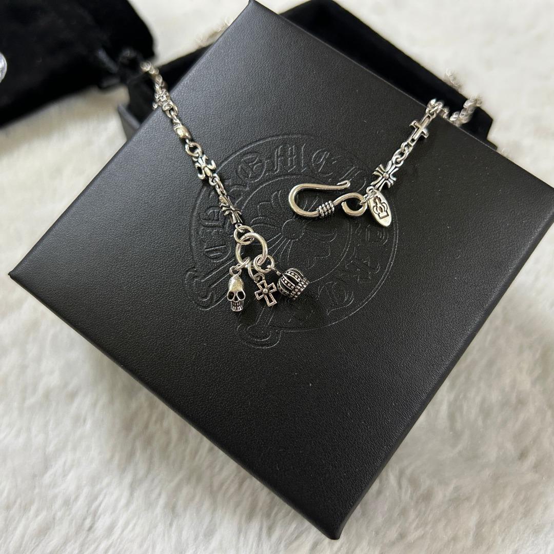 

925 Silver Necklace Crosscore Multi-element Necklace Same for Men and Women, Trendy Retro Hip-hop Necklace 925 Silver 60CM