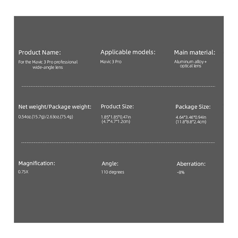 Wide-Angle Lens Wide Angle for Mavic3 Pro Professional Lens Broadened Perspective Brushed Flare Aerial Photography