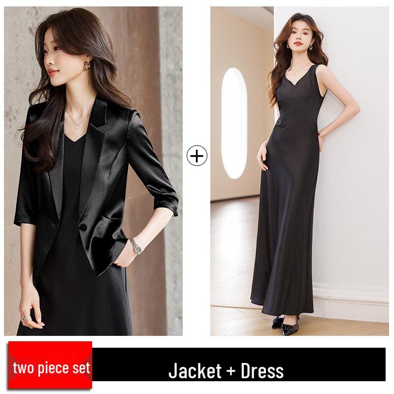 Women's Petite Acetate Satin Blazer & Dress Set - Spring 2026 Collection