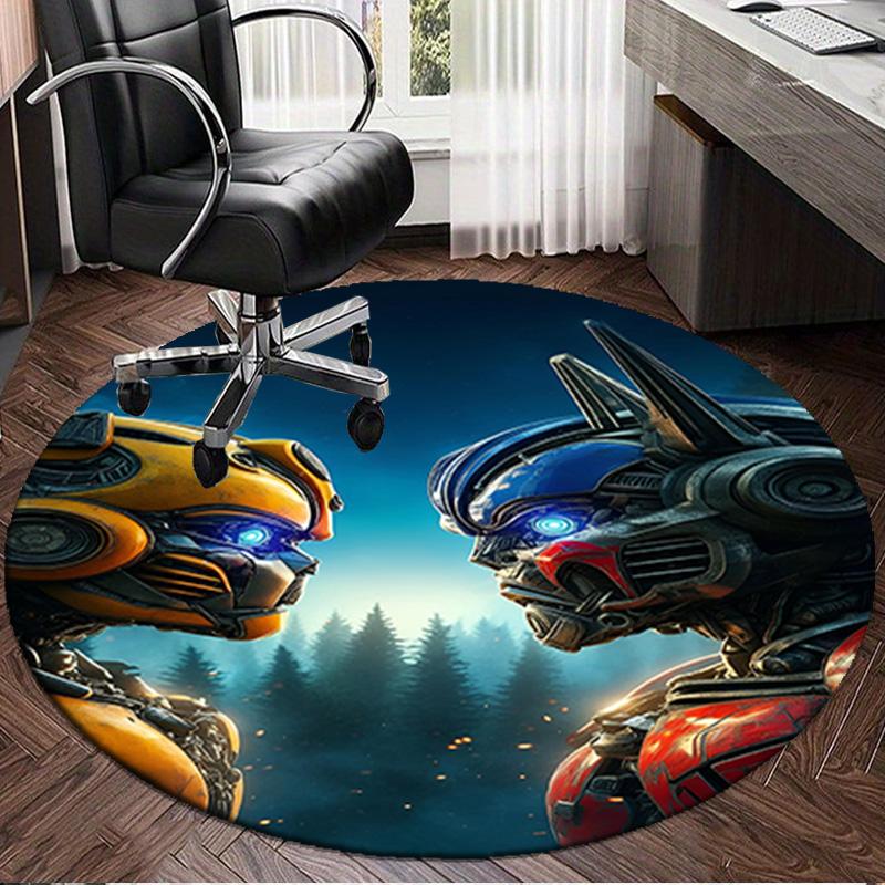 1PC Trans-formers Adventure Round Rug, Non-slip Chair Mat, Home Decor, Circle Carpet Perfect for Office, Bedroom, Living Room,Christmas Gift