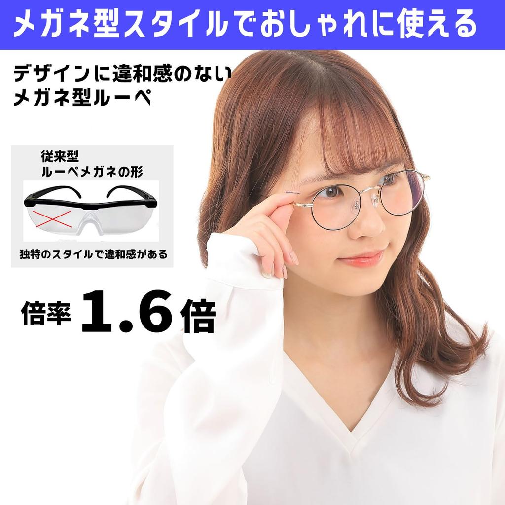 Aspherical Lens Magnifying Glass Loupe Blue Light Cut Frame BlackGold Glasses Reading Magnifying Glass Loupes [Netmeganecom] [Lcm003C2X16] 1.6x (+2.5