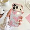 ins pink butterfly is suitable for Apple 17/16Promax anti-drop mobile phone case iPhone15 transparent all-inclusive protective case.