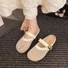 Round head fishing net hole shoes women's new one-pedal with skirt single shoes women's fashion flat slippers
