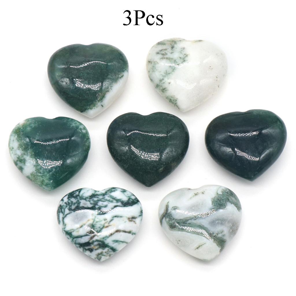 3Pcs, Assorted Natural Crystal Heart Stones Bulk Polished Healing Crystal Hearts for DIY Jewelry, Meditation, Reiki & Valentine's Day Gifts